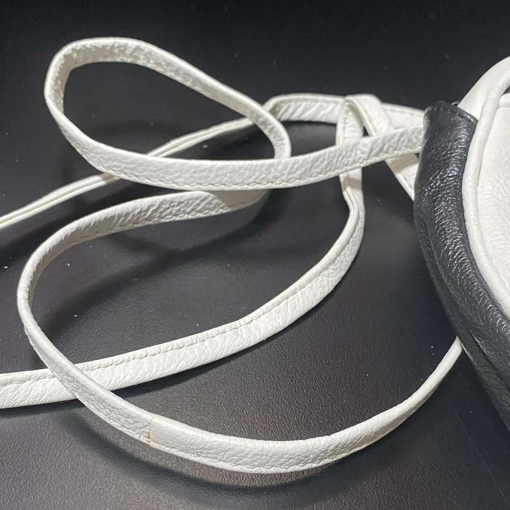 Vintage Black and White Women's leather Crossbody Bag